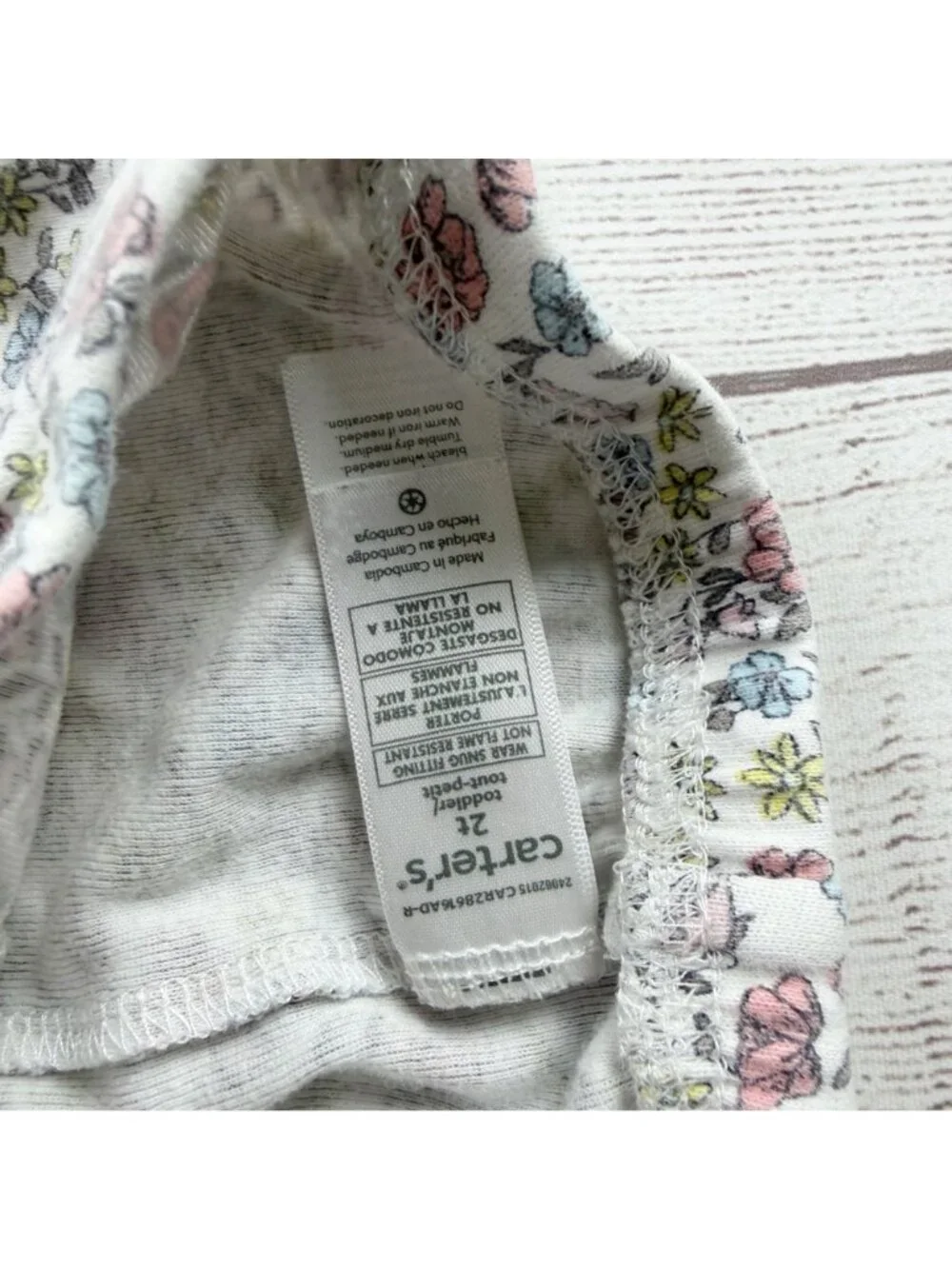Carter's Floral Print Long Sleeve Pajama Set Toddler Lightweight Cotton Blend 2T